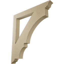 Ekena Millwork - BKTUR035X32X36BOA01RCPR - Timberthane Faux Wood Balboa Style Bracket, Traditional Ends, 3 1/2"W x 32"D x 36"H, Primed Tan