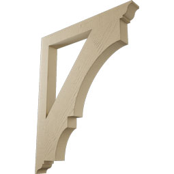 Ekena Millwork - BKTUR035X32X40BOA01RCPR - Timberthane Faux Wood Balboa Style Bracket, Traditional Ends, 3 1/2"W x 32"D x 40"H, Primed Tan