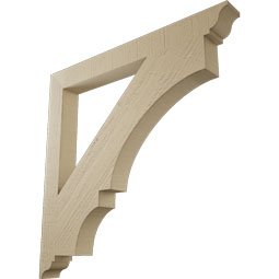 Ekena Millwork - BKTUR035X34X34BOA01RCPR - Timberthane Faux Wood Balboa Style Bracket, Traditional Ends, 3 1/2"W x 34"D x 34"H, Primed Tan