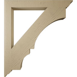 Ekena Millwork - BKTUR035X34X38BOA01RCPR - Timberthane Faux Wood Balboa Style Bracket, Traditional Ends, 3 1/2"W x 34"D x 38"H, Primed Tan