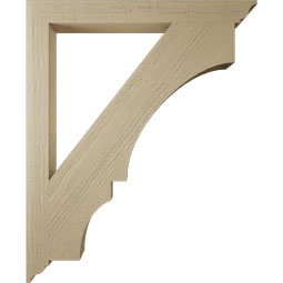 Ekena Millwork - BKTUR035X36X44BOA01RCPR - Timberthane Faux Wood Balboa Style Bracket, Traditional Ends, 3 1/2"W x 36"D x 44"H, Primed Tan