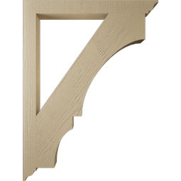 Ekena Millwork - BKTUR035X36X48BOA01RCPR - Timberthane Faux Wood Balboa Style Bracket, Traditional Ends, 3 1/2"W x 36"D x 48"H, Primed Tan