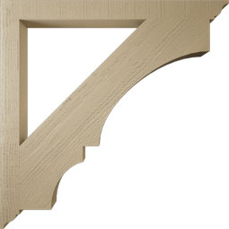 Ekena Millwork - BKTUR035X42X42BOA01RCPR - Timberthane Faux Wood Balboa Style Bracket, Traditional Ends, 3 1/2"W x 42"D x 42"H, Primed Tan