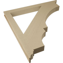 Ekena Millwork - BKTUR035X42X42BOA01RCPR - Timberthane Faux Wood Balboa Style Bracket, Traditional Ends, 3 1/2"W x 42"D x 42"H, Primed Tan