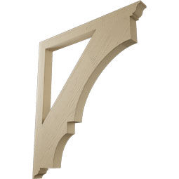 Ekena Millwork - BKTUR035X42X48BOA01RCPR - Timberthane Faux Wood Balboa Style Bracket, Traditional Ends, 3 1/2"W x 42"D x 48"H, Primed Tan