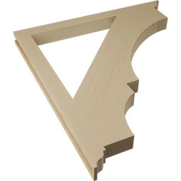 Ekena Millwork - BKTUR035X44X48BOA01RCPR - Timberthane Faux Wood Balboa Style Bracket, Traditional Ends, 3 1/2"W x 44"D x 48"H, Primed Tan