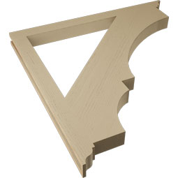 Ekena Millwork - BKTUR035X46X46BOA01RCPR - Timberthane Faux Wood Balboa Style Bracket, Traditional Ends, 3 1/2"W x 46"D x 46"H, Primed Tan