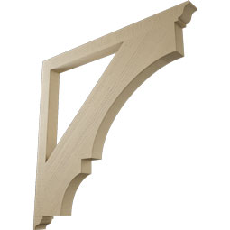 Ekena Millwork - BKTUR035X46X46BOA01RCPR - Timberthane Faux Wood Balboa Style Bracket, Traditional Ends, 3 1/2"W x 46"D x 46"H, Primed Tan