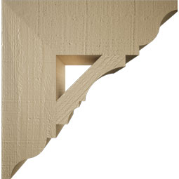 Ekena Millwork - BKTUR055X18X18BOA01RCPR - Timberthane Faux Wood Balboa Style Bracket, Traditional Ends, 5 1/2"W x 18"D x 18"H, Primed Tan