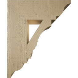 Ekena Millwork - BKTUR055X18X22BOA01RCPR - Timberthane Faux Wood Balboa Style Bracket, Traditional Ends, 5 1/2"W x 18"D x 22"H, Primed Tan