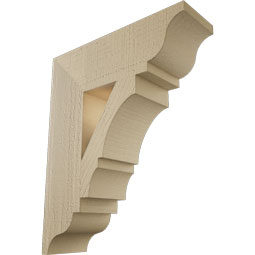 Ekena Millwork - BKTUR055X18X22BOA01RCPR - Timberthane Faux Wood Balboa Style Bracket, Traditional Ends, 5 1/2"W x 18"D x 22"H, Primed Tan