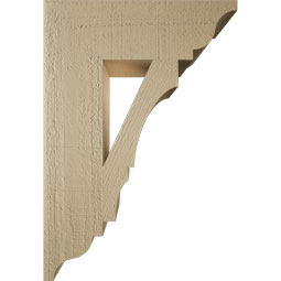 Ekena Millwork - BKTUR055X18X26BOA01RCPR - Timberthane Faux Wood Balboa Style Bracket, Traditional Ends, 5 1/2"W x 18"D x 26"H, Primed Tan