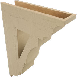 Ekena Millwork - BKTUR055X18X26BOA01RCPR - Timberthane Faux Wood Balboa Style Bracket, Traditional Ends, 5 1/2"W x 18"D x 26"H, Primed Tan