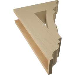 Ekena Millwork - BKTUR055X18X26BOA01RCPR - Timberthane Faux Wood Balboa Style Bracket, Traditional Ends, 5 1/2"W x 18"D x 26"H, Primed Tan