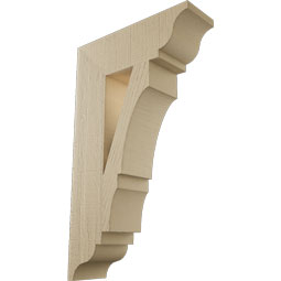 Ekena Millwork - BKTUR055X18X30BOA01RCPR - Timberthane Faux Wood Balboa Style Bracket, Traditional Ends, 5 1/2"W x 18"D x 30"H, Primed Tan