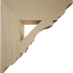 Ekena Millwork - BKTUR055X20X20BOA01RCPR - Timberthane Faux Wood Balboa Style Bracket, Traditional Ends, 5 1/2"W x 20"D x 20"H, Primed Tan