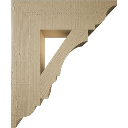 Ekena Millwork - BKTUR055X20X24BOA01RCPR - Timberthane Faux Wood Balboa Style Bracket, Traditional Ends, 5 1/2"W x 20"D x 24"H, Primed Tan