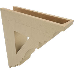 Ekena Millwork - BKTUR055X20X24BOA01RCPR - Timberthane Faux Wood Balboa Style Bracket, Traditional Ends, 5 1/2"W x 20"D x 24"H, Primed Tan