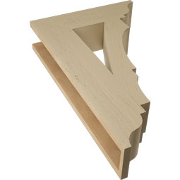 Ekena Millwork - BKTUR055X20X32BOA01RCPR - Timberthane Faux Wood Balboa Style Bracket, Traditional Ends, 5 1/2"W x 20"D x 32"H, Primed Tan