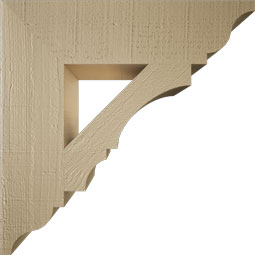 Ekena Millwork - BKTUR055X22X22BOA01RCPR - Timberthane Faux Wood Balboa Style Bracket, Traditional Ends, 5 1/2"W x 22"D x 22"H, Primed Tan