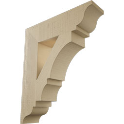 Ekena Millwork - BKTUR055X22X26BOA01RCPR - Timberthane Faux Wood Balboa Style Bracket, Traditional Ends, 5 1/2"W x 22"D x 26"H, Primed Tan