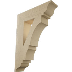 Ekena Millwork - BKTUR055X22X30BOA01RCPR - Timberthane Faux Wood Balboa Style Bracket, Traditional Ends, 5 1/2"W x 22"D x 30"H, Primed Tan