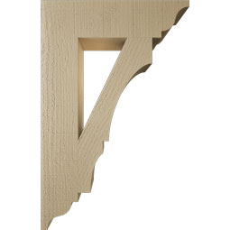 Ekena Millwork - BKTUR055X22X34BOA01RCPR - Timberthane Faux Wood Balboa Style Bracket, Traditional Ends, 5 1/2"W x 22"D x 34"H, Primed Tan