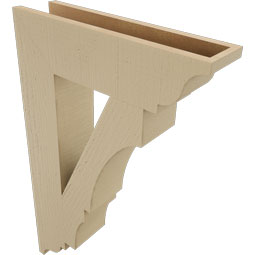 Ekena Millwork - BKTUR055X22X34BOA01RCPR - Timberthane Faux Wood Balboa Style Bracket, Traditional Ends, 5 1/2"W x 22"D x 34"H, Primed Tan