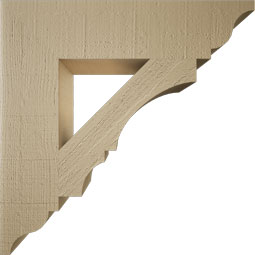 Ekena Millwork - BKTUR055X24X24BOA01RCPR - Timberthane Faux Wood Balboa Style Bracket, Traditional Ends, 5 1/2"W x 24"D x 24"H, Primed Tan