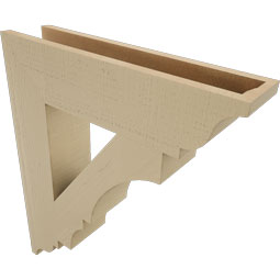 Ekena Millwork - BKTUR055X24X28BOA01RCPR - Timberthane Faux Wood Balboa Style Bracket, Traditional Ends, 5 1/2"W x 24"D x 28"H, Primed Tan