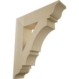 Ekena Millwork - BKTUR055X24X28BOA01RCPR - Timberthane Faux Wood Balboa Style Bracket, Traditional Ends, 5 1/2"W x 24"D x 28"H, Primed Tan