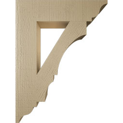 Ekena Millwork - BKTUR055X24X32BOA01RCPR - Timberthane Faux Wood Balboa Style Bracket, Traditional Ends, 5 1/2"W x 24"D x 32"H, Primed Tan