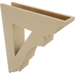 Ekena Millwork - BKTUR055X24X32BOA01RCPR - Timberthane Faux Wood Balboa Style Bracket, Traditional Ends, 5 1/2"W x 24"D x 32"H, Primed Tan