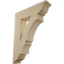 Ekena Millwork - BKTUR055X24X32BOA01RCPR - Timberthane Faux Wood Balboa Style Bracket, Traditional Ends, 5 1/2"W x 24"D x 32"H, Primed Tan