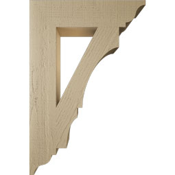 Ekena Millwork - BKTUR055X24X36BOA01RCPR - Timberthane Faux Wood Balboa Style Bracket, Traditional Ends, 5 1/2"W x 24"D x 36"H, Primed Tan