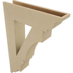 Ekena Millwork - BKTUR055X24X36BOA01RCPR - Timberthane Faux Wood Balboa Style Bracket, Traditional Ends, 5 1/2"W x 24"D x 36"H, Primed Tan