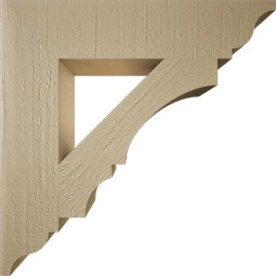 Ekena Millwork - BKTUR055X26X26BOA01RCPR - Timberthane Faux Wood Balboa Style Bracket, Traditional Ends, 5 1/2"W x 26"D x 26"H, Primed Tan