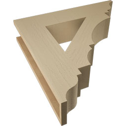 Ekena Millwork - BKTUR055X26X26BOA01RCPR - Timberthane Faux Wood Balboa Style Bracket, Traditional Ends, 5 1/2"W x 26"D x 26"H, Primed Tan