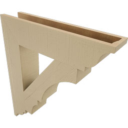 Ekena Millwork - BKTUR055X26X30BOA01RCPR - Timberthane Faux Wood Balboa Style Bracket, Traditional Ends, 5 1/2"W x 26"D x 30"H, Primed Tan