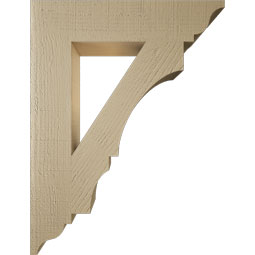 Ekena Millwork - BKTUR055X26X34BOA01RCPR - Timberthane Faux Wood Balboa Style Bracket, Traditional Ends, 5 1/2"W x 26"D x 34"H, Primed Tan