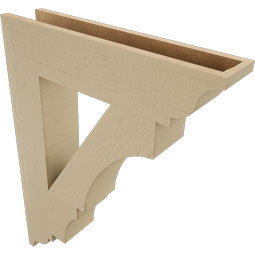 Ekena Millwork - BKTUR055X26X34BOA01RCPR - Timberthane Faux Wood Balboa Style Bracket, Traditional Ends, 5 1/2"W x 26"D x 34"H, Primed Tan