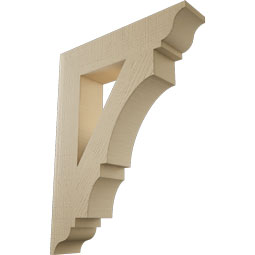 Ekena Millwork - BKTUR055X26X34BOA01RCPR - Timberthane Faux Wood Balboa Style Bracket, Traditional Ends, 5 1/2"W x 26"D x 34"H, Primed Tan