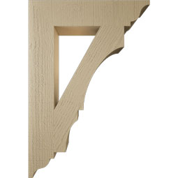 Ekena Millwork - BKTUR055X26X38BOA01RCPR - Timberthane Faux Wood Balboa Style Bracket, Traditional Ends, 5 1/2"W x 26"D x 38"H, Primed Tan