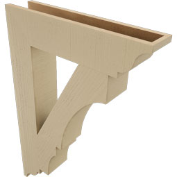 Ekena Millwork - BKTUR055X26X38BOA01RCPR - Timberthane Faux Wood Balboa Style Bracket, Traditional Ends, 5 1/2"W x 26"D x 38"H, Primed Tan