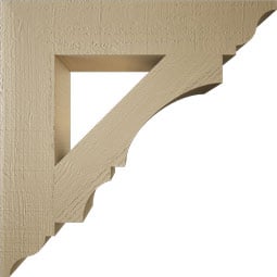 Ekena Millwork - BKTUR055X28X28BOA01RCPR - Timberthane Faux Wood Balboa Style Bracket, Traditional Ends, 5 1/2"W x 28"D x 28"H, Primed Tan