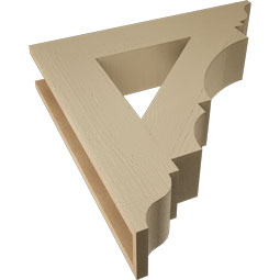 Ekena Millwork - BKTUR055X28X28BOA01RCPR - Timberthane Faux Wood Balboa Style Bracket, Traditional Ends, 5 1/2"W x 28"D x 28"H, Primed Tan