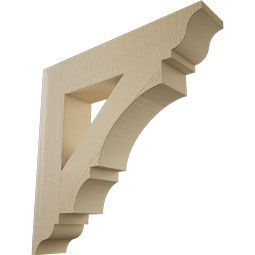Ekena Millwork - BKTUR055X28X28BOA01RCPR - Timberthane Faux Wood Balboa Style Bracket, Traditional Ends, 5 1/2"W x 28"D x 28"H, Primed Tan