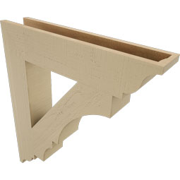 Ekena Millwork - BKTUR055X28X32BOA01RCPR - Timberthane Faux Wood Balboa Style Bracket, Traditional Ends, 5 1/2"W x 28"D x 32"H, Primed Tan