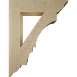 Ekena Millwork - BKTUR055X28X36BOA01RCPR - Timberthane Faux Wood Balboa Style Bracket, Traditional Ends, 5 1/2"W x 28"D x 36"H, Primed Tan