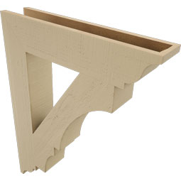 Ekena Millwork - BKTUR055X28X36BOA01RCPR - Timberthane Faux Wood Balboa Style Bracket, Traditional Ends, 5 1/2"W x 28"D x 36"H, Primed Tan